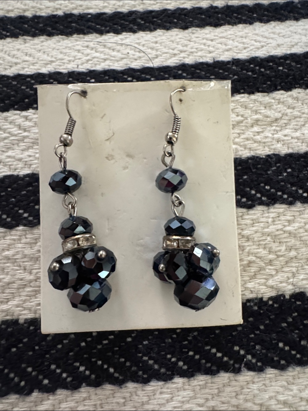 Faceted Hematite Bead Cluster Drop Earrings - Women Jewelry